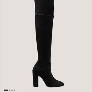 Stuart Weitzman Black velvet heeled over the knee boots